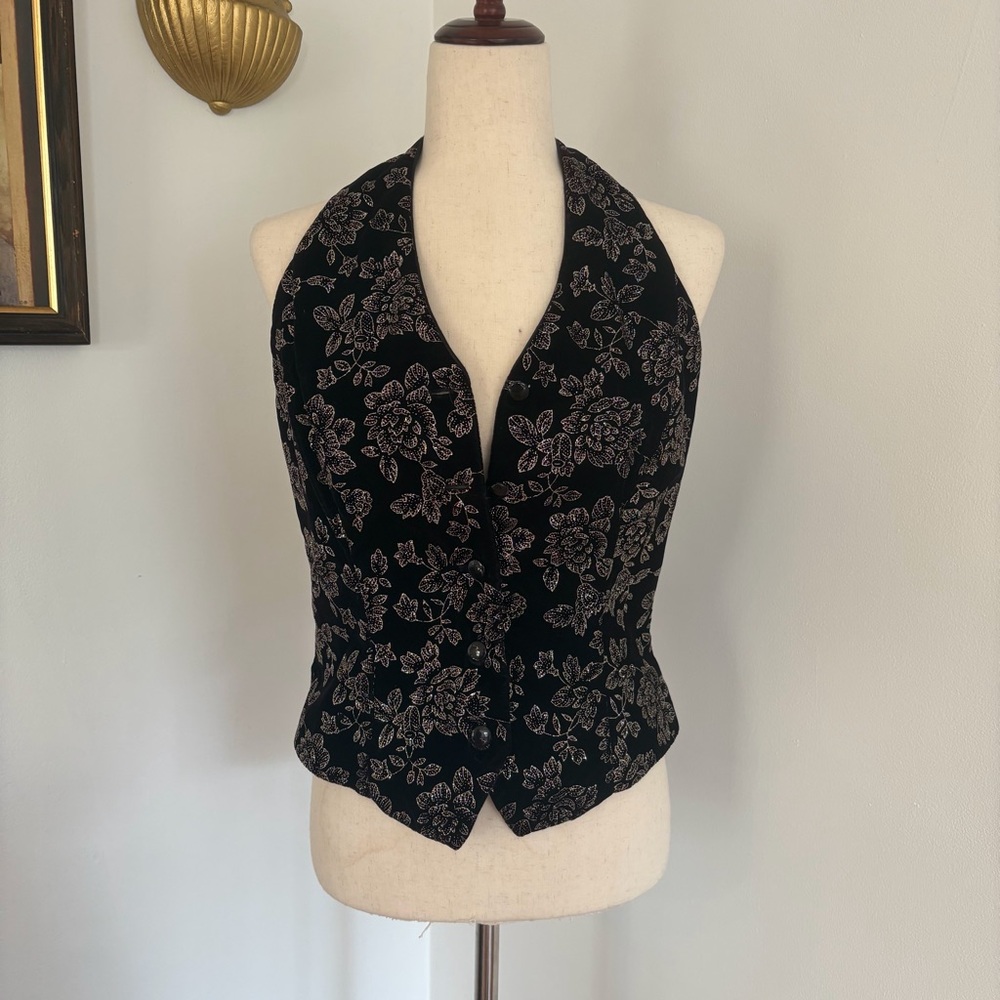 Vintage Gunne Sax Glitter Floral Vest